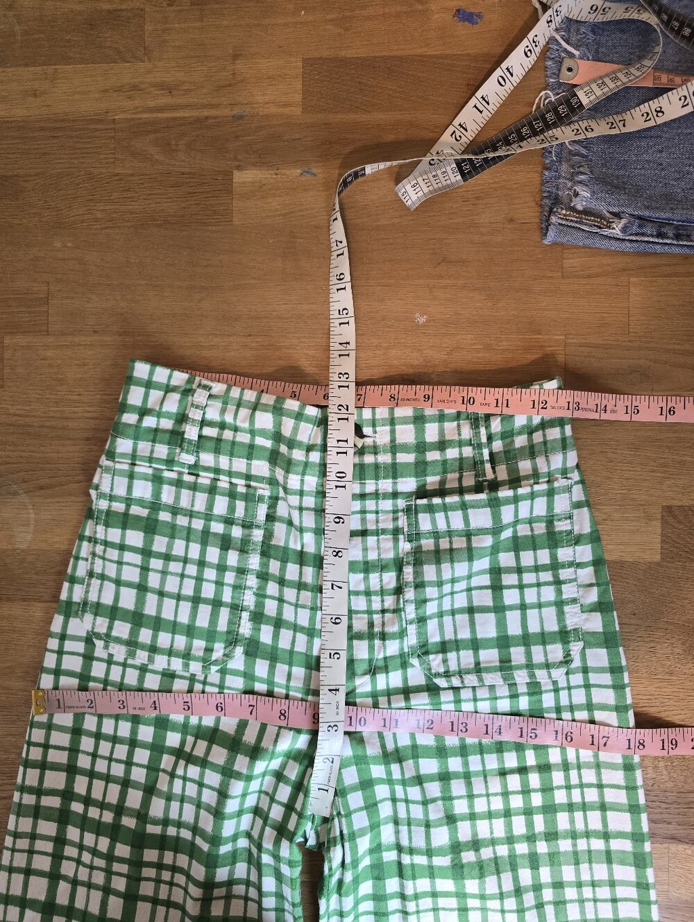 Maeve by Anthropologie The Colette Green Plaid Wide Leg Crop Pants Size 27 - Picture 12 of 14